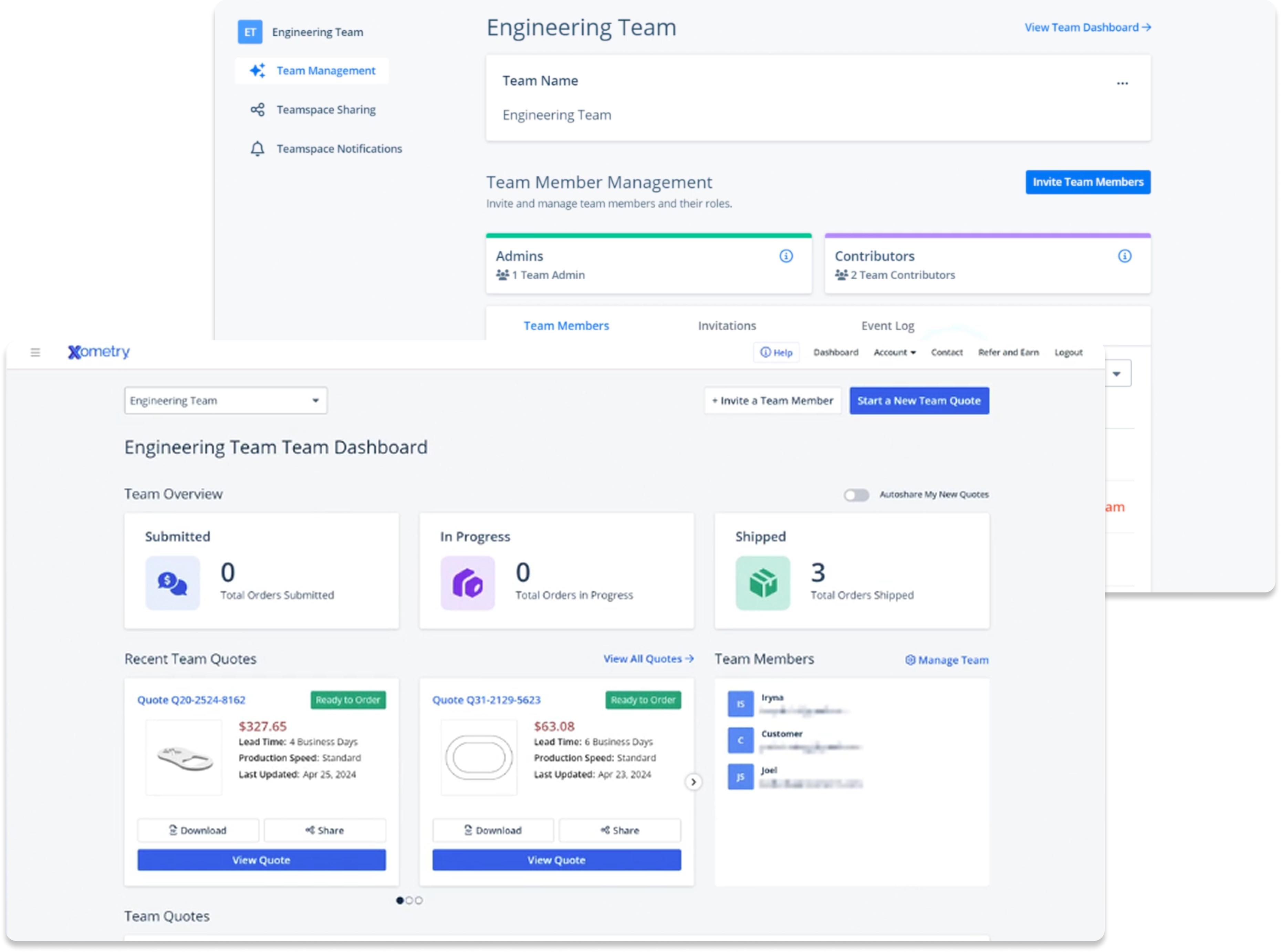 Teamspace collaborative dashboard